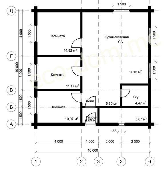 Проект элитного дома из бруса 10х10 № ЭД-89